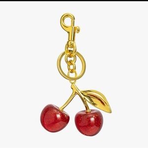 Cherry Keychain with Gold Accents